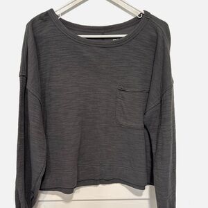 aerie Charcoal Long-Sleeve Pocket Pullover